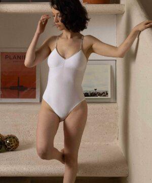 LA NOUVELLE LINGERIE Body Bretelles Georgia BLANC