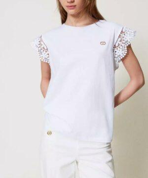 TWINSET T-shirt à manches courtes en dentelle