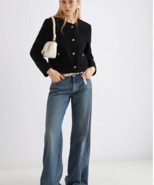 MARELLA Veste droite en tissu bouclette - NOIR