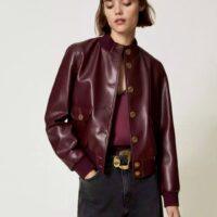 blouson en simili cuir Bordeau twinset boutique rive gauche belfort