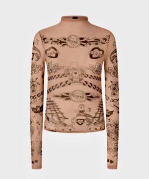 PINKO T-shirt en tulle imprimé