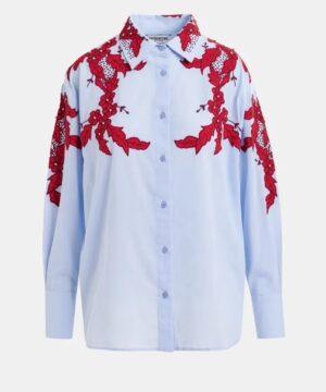 ESSENTIEL ANTWERP Chemise en coton à strass bleue et bordeaux