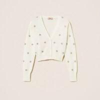 TWINSET Cardigan en angora mélangé avec broderie RIVE GAUCHE BELFORT