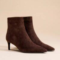 MI/MAI Bottines à talon et bout pointu Noura CHOCOLAT Suède BOUTIQUE RIVE GAUCHE BELFORT