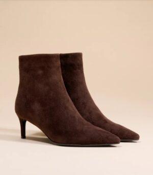 MI/MAI Bottines à talon et bout pointu Noura CHOCOLAT Suède BOUTIQUE RIVE GAUCHE BELFORT