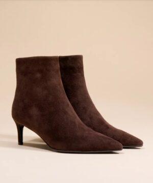 MI/MAI Bottines à talon et bout pointu Noura CHOCOLAT Suède BOUTIQUE RIVE GAUCHE BELFORT