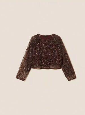 TWINSET Blouse en tulle avec sequins BOUTIQUE RIVE GAUCHE BELFORT
