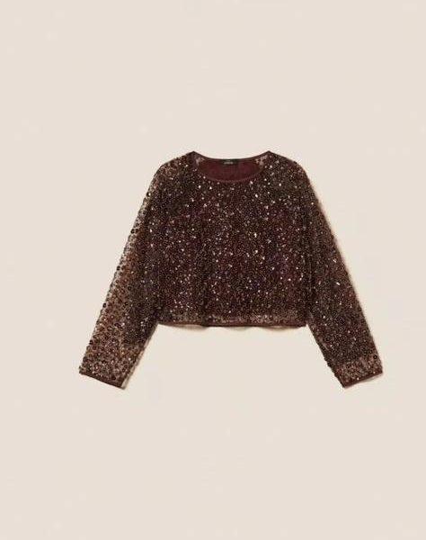 TWINSET Blouse en tulle avec sequins BOUTIQUE RIVE GAUCHE BELFORT