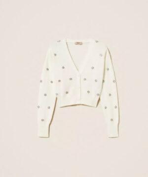 TWINSET Cardigan en angora mélangé avec broderie RIVE GAUCHE BELFORT