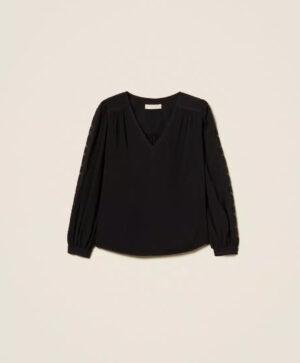 TWINSET Blouse en crêpe avec broderie BOUTIQUE RIVE GAUCHE BELFORT