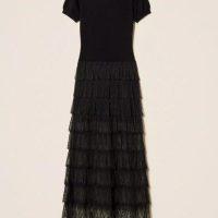 TWINSET Robe longue en maille et dentelle plumetis BOUTIQUE RIVE GAUCHE BELFORT