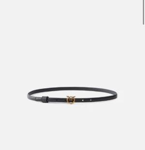 Fine ceinture en cuir avec mini boucle Love Birds Diamond Cut en métal galvanisé or antique ou vieil RIVE GAUCHE BELFORT