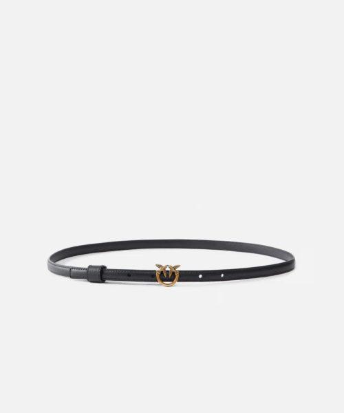 Fine ceinture en cuir avec mini boucle Love Birds Diamond Cut en métal galvanisé or antique ou vieil RIVE GAUCHE BELFORT