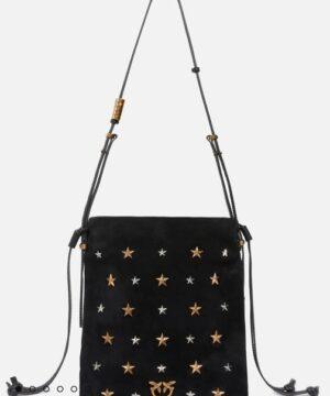 PINKO Petit sac Mini Slouchy daim avec clous en forme d’étoile RIVE GAUCHE BELFORT
