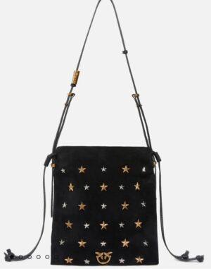 PINKO Petit sac Mini Slouchy daim avec clous en forme d’étoile RIVE GAUCHE BELFORT
