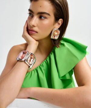 ESSENTIEL ANTWERP Bracelet en strass à facettes orange et argenté