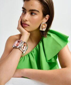 ESSENTIEL ANTWERP Bracelet en strass à facettes orange et argenté