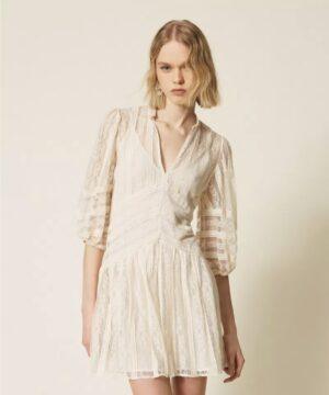 TWINSET Robe courte en dentelle avec rayures Rive Gauche Belfort