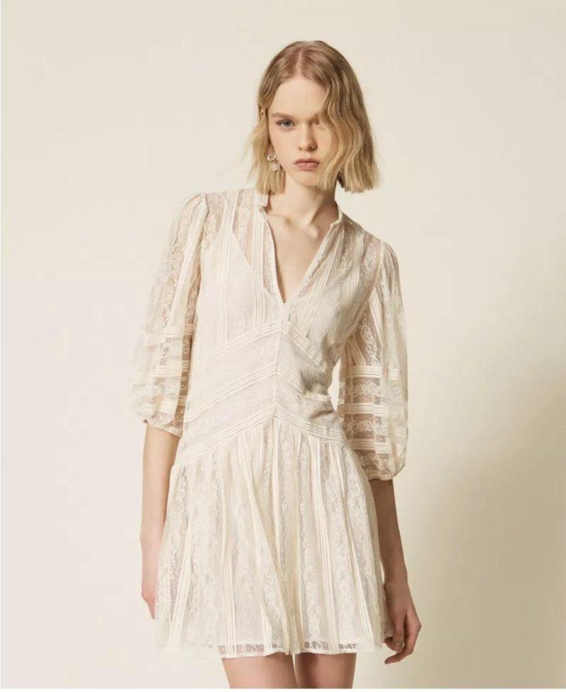 TWINSET Robe courte en dentelle avec rayures Rive Gauche Belfort