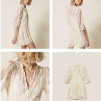 TWINSET Robe courte en dentelle avec rayures
