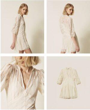 TWINSET Robe courte en dentelle avec rayures