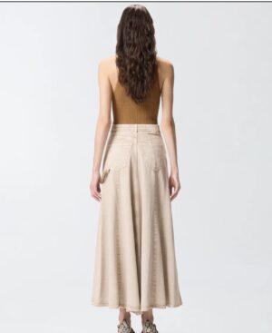 PINKO Jupe midi en denim à corde bijou