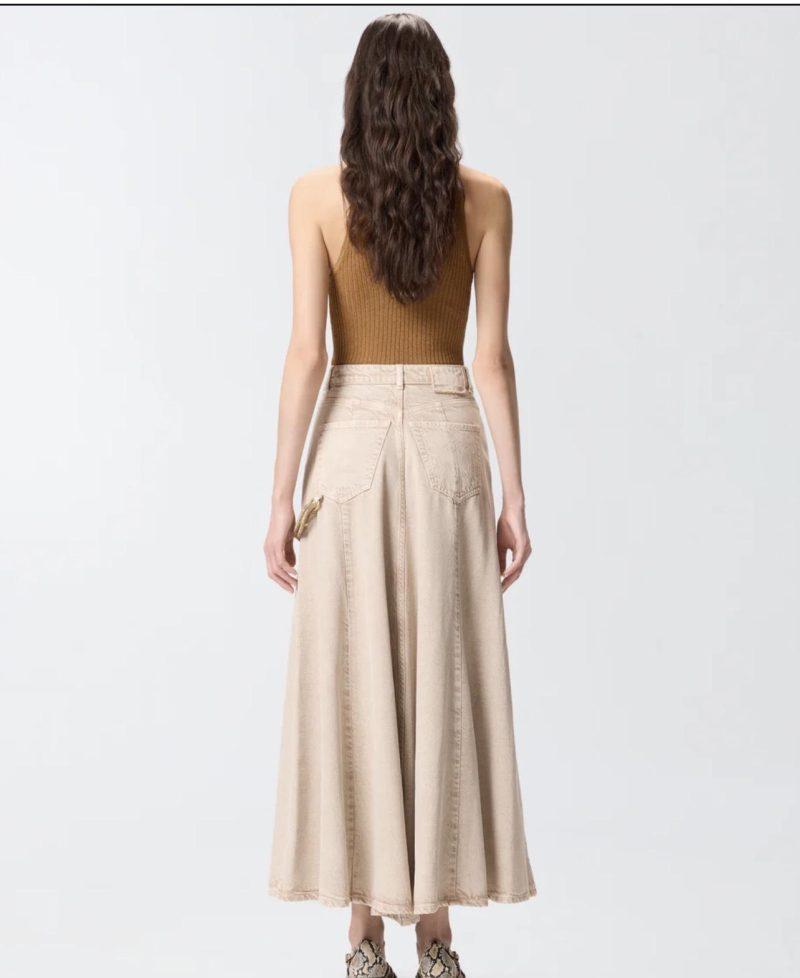 PINKO Jupe midi en denim à corde bijou