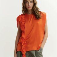 ESSENTIEL ANTWERP Top sans manches à volant orange