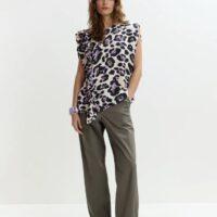 Pantalon en coton bio mélangé kaki