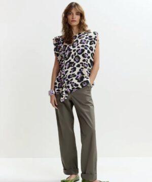 Pantalon en coton bio mélangé kaki