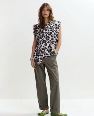 Pantalon en coton bio mélangé kaki