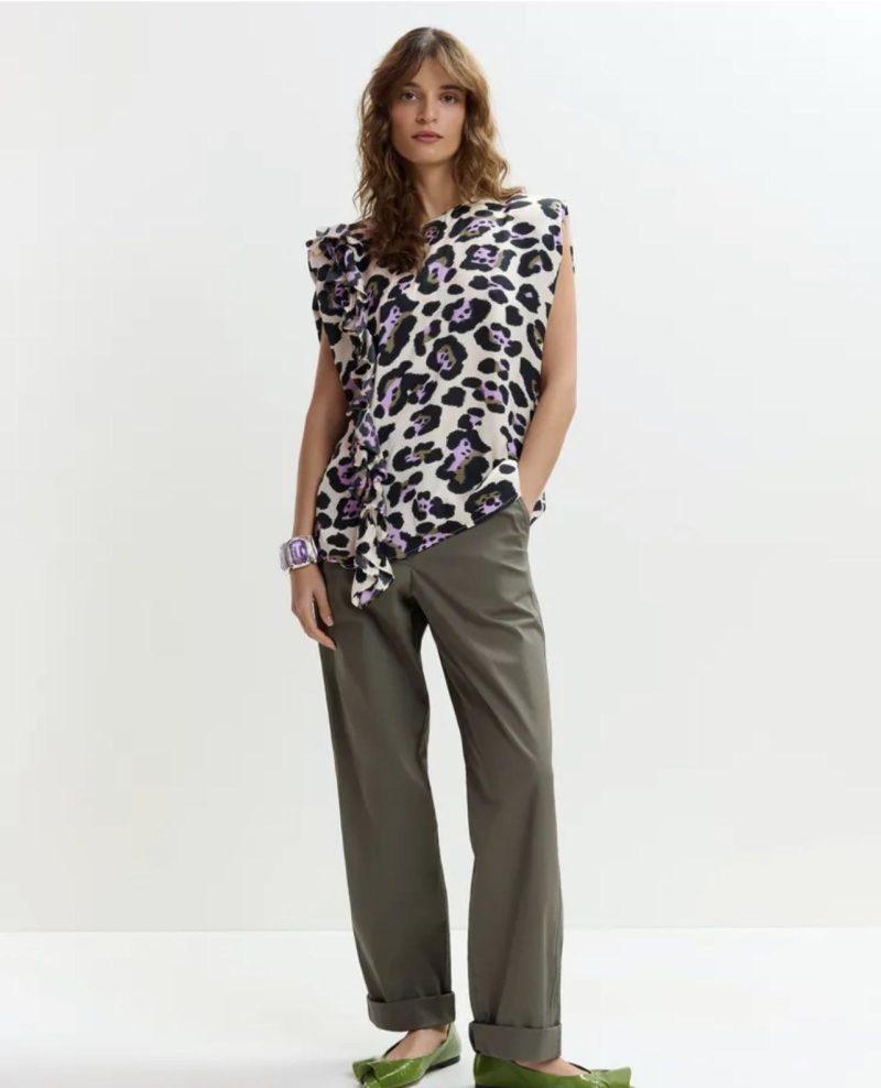Pantalon en coton bio mélangé kaki