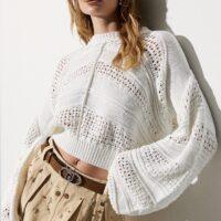 LIU.JO Pull en crochet écru Boutique rive gauche Belfort