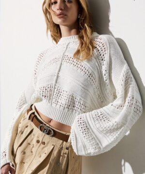 LIU.JO Pull en crochet écru Boutique rive gauche Belfort