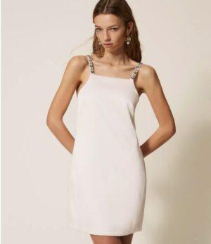 TWINSET Robe courte en satin duchesse avec broderie