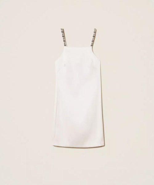 TWINSET Robe courte en satin duchesse avec broderie