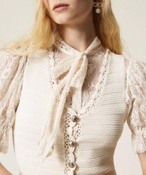 TWINSET Gilet en maille avec crochet