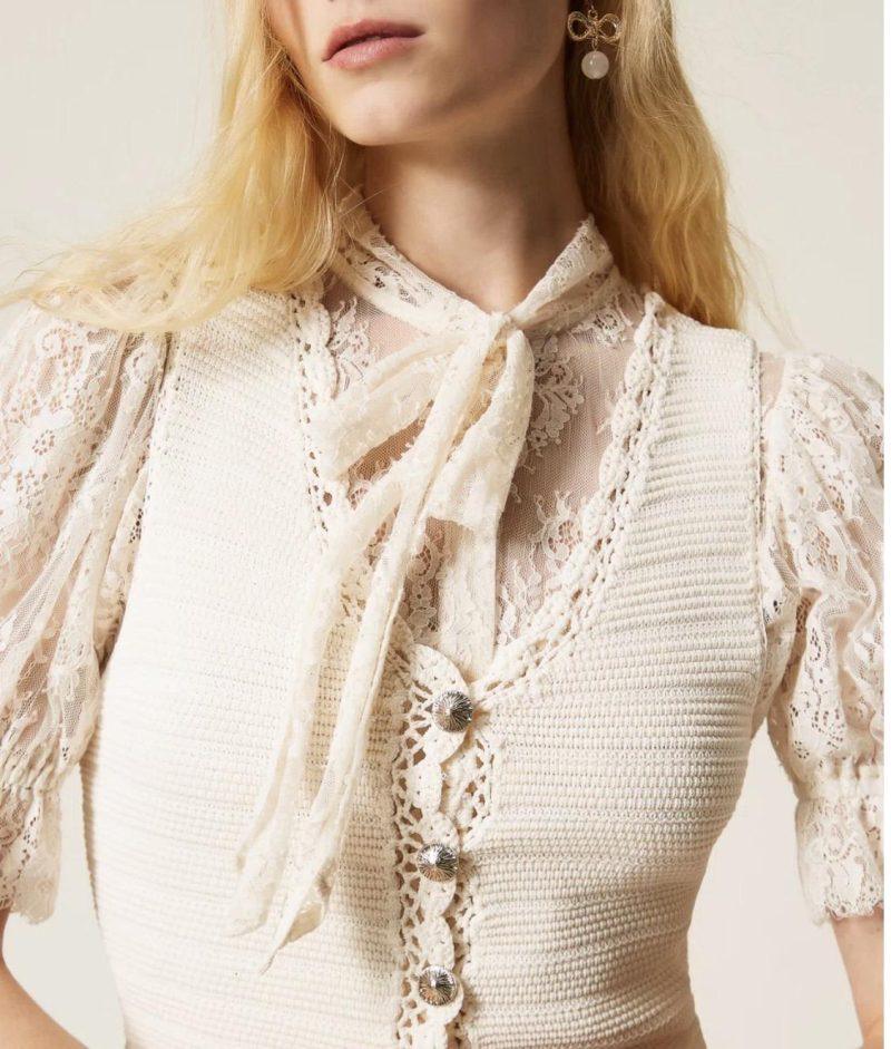TWINSET Gilet en maille avec crochet