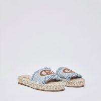 Mules en denim avec maxi logo