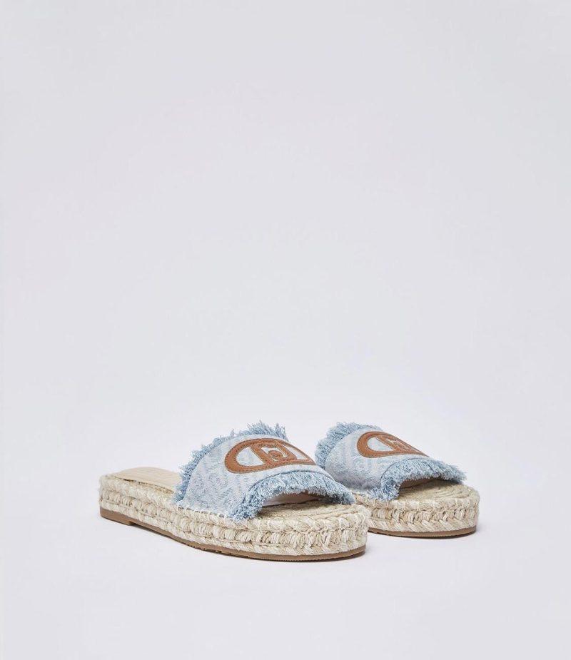 Mules en denim avec maxi logo