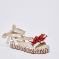 Sandales en corde avec corail