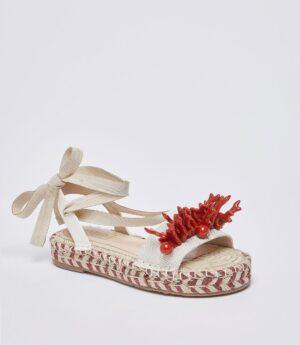 Sandales en corde avec corail