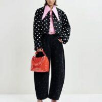 ESSENTIEL ANTWERP Veste courte en coton à pois noire et blanche