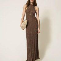 TWINSET Robe longue en maille de lin et lurex
