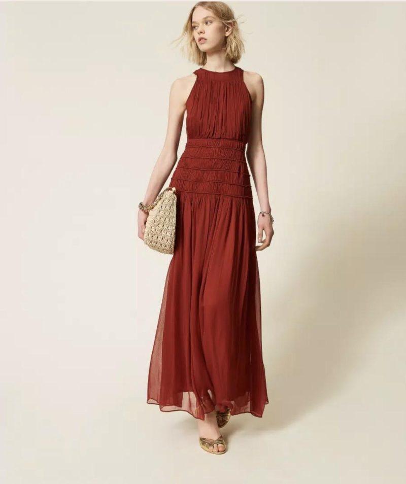 TWINSET Robe longue sans manches en crépon