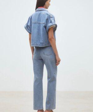 SUNCOO Blouse en denim à oeillets