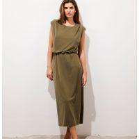 APPLE • Robe longue dos nu sans manches kaki