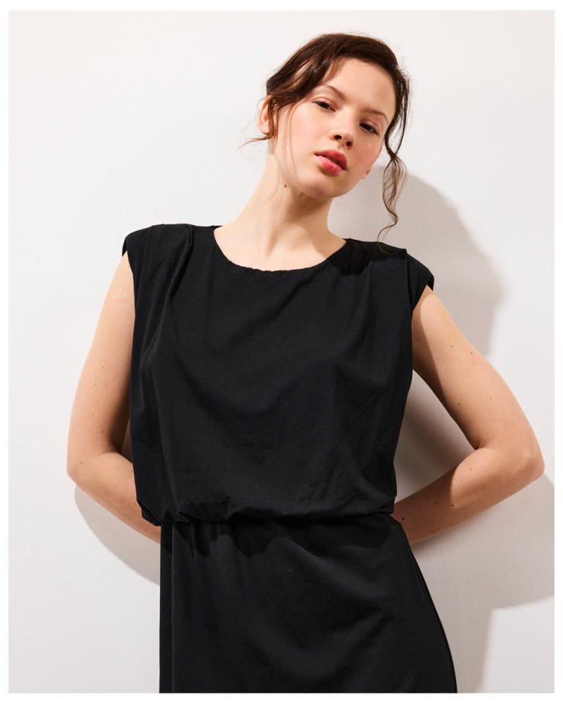APPLE • Robe longue dos nu sans manches noir face