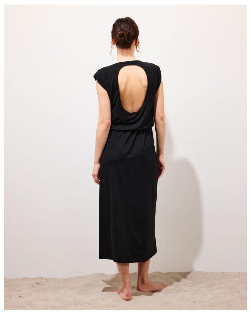 APPLE • Robe longue dos nu sans manches noir dos