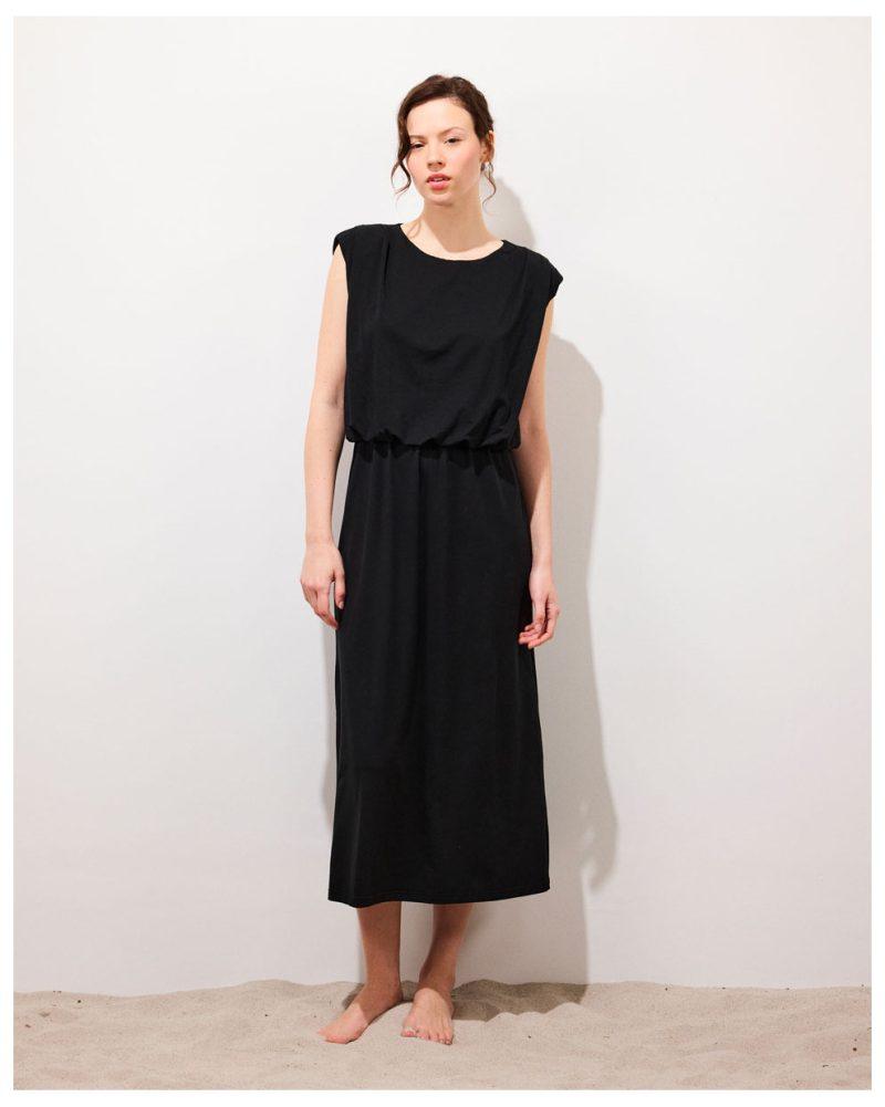 APPLE • Robe longue dos nu sans manches noir